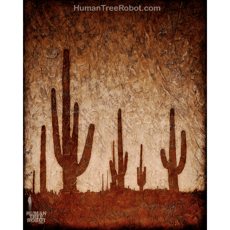 0075 Borderless Print - Horizon - Desert Cactus 01 - Brown