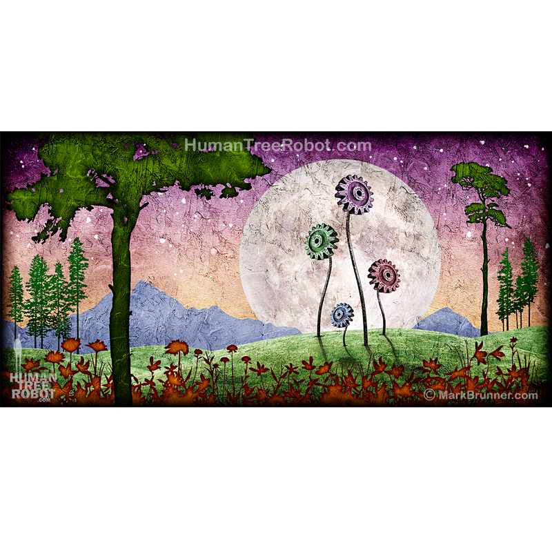 NWPR-01 Wood Panel Rectangle - Gear Flower Moon