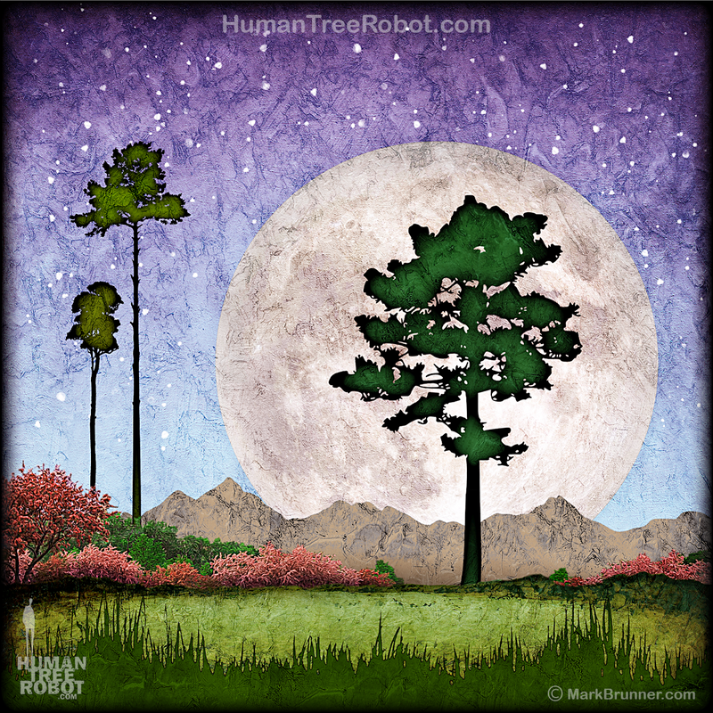 NWPS-04 Wood Panel Square - Full Tree Moon