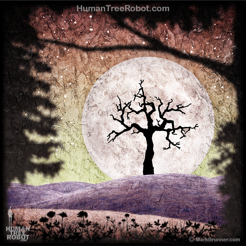 NWPS-05 Wood Panel Square - Branches Tree Moon