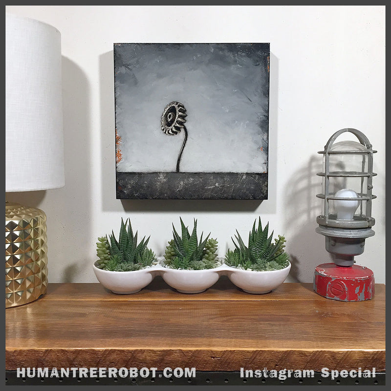 IG-0053 - Instagram Special - Original Painting - 12x12 In "Gear Flower Horizon"