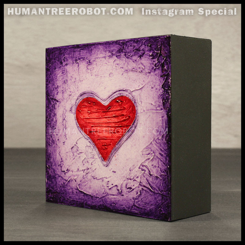 IG-0026 - Instagram Special - 4x4 Original Oil Painting - Heart Series - Purple / Red
