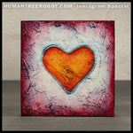 IG-0028 - Instagram Special - 4x4 Original Oil Painting - Heart Series - Orange / Blue / Red