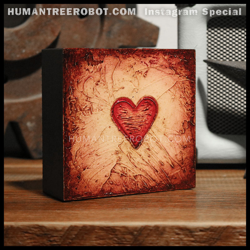 IG-0029 - Instagram Special - 4x4 Original Oil Painting - Heart Series - Red / Brown