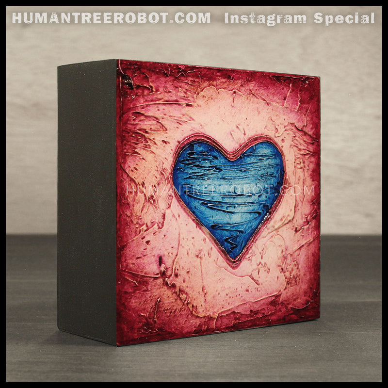 IG-0031 - Instagram Special - 4x4 Original Oil Painting - Heart Series - Blue / Red