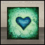 IG-0034 - Instagram Special - 4x4 Original Oil Painting - Heart Series - Blue / Green