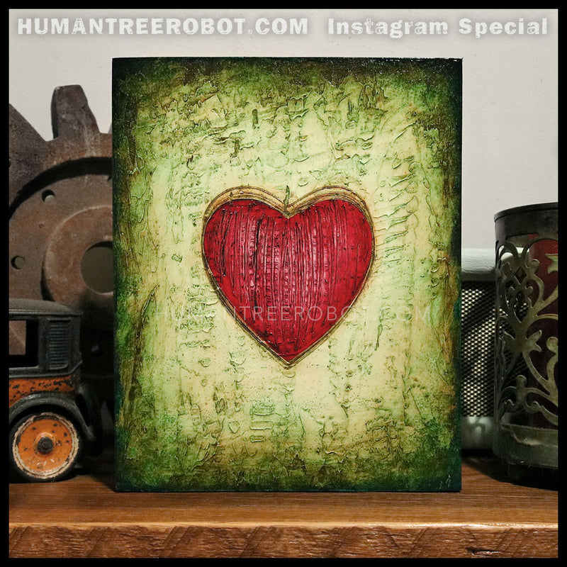 IG-0035 - Instagram Special - 8x10 Original Oil Painting - Heart Series - Red / Green