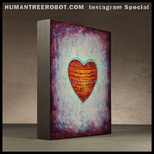 IG-0037 - Instagram Special - 8x10 Original Oil Painting - Heart Series - Orange / Blue