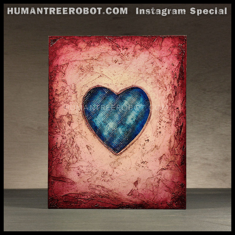 IG-0039 - Instagram Special - 8x10 Original Oil Painting - Heart Series - Blue / Red