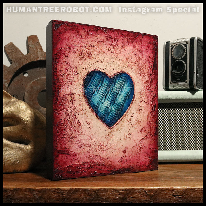 IG-0039 - Instagram Special - 8x10 Original Oil Painting - Heart Series - Blue / Red