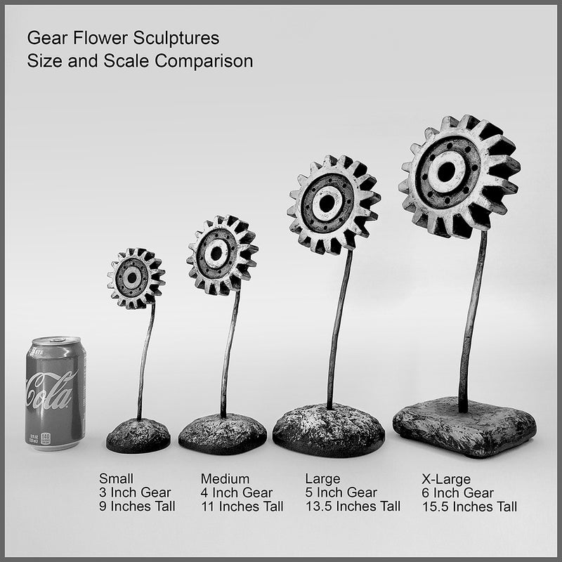 Sculpture: Gear Flower: 4 inch, Silver A