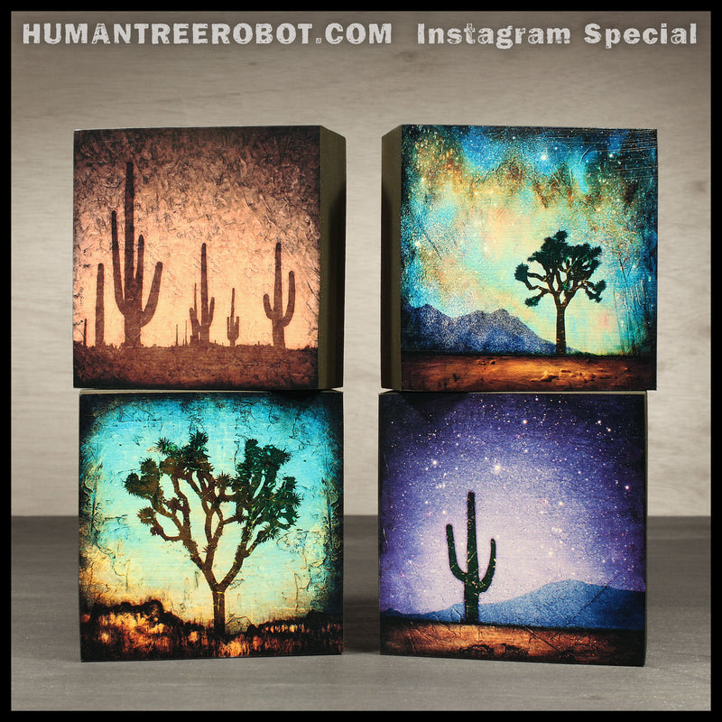 IG-0009 - Instagram Special - 4x4 Wood Panel Print - 4 Piece Set - Desert Imagery