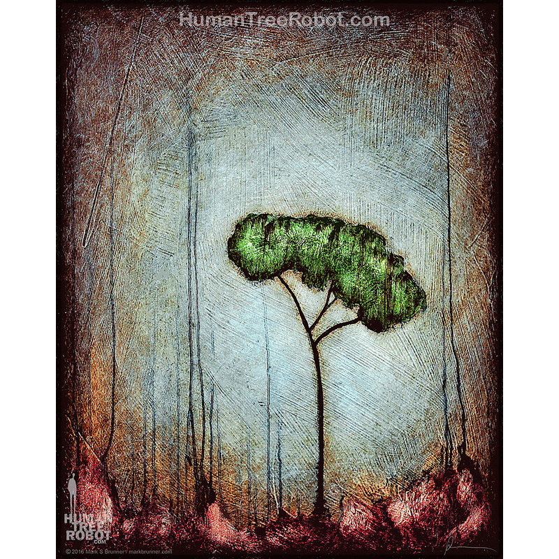 0004 Borderless Print - Drip Landscape - Peace Tree 1