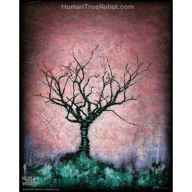 0055 Borderless Print - Drip Landscape Dormant Tree Red