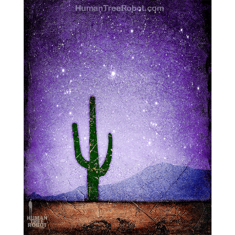 0076 Borderless Print - Horizon - Desert Cactus 02 - Purple