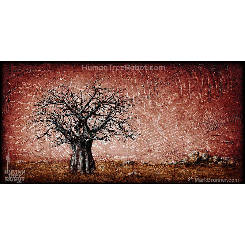 0018 Wood Panel Rectangle - Baobab Red