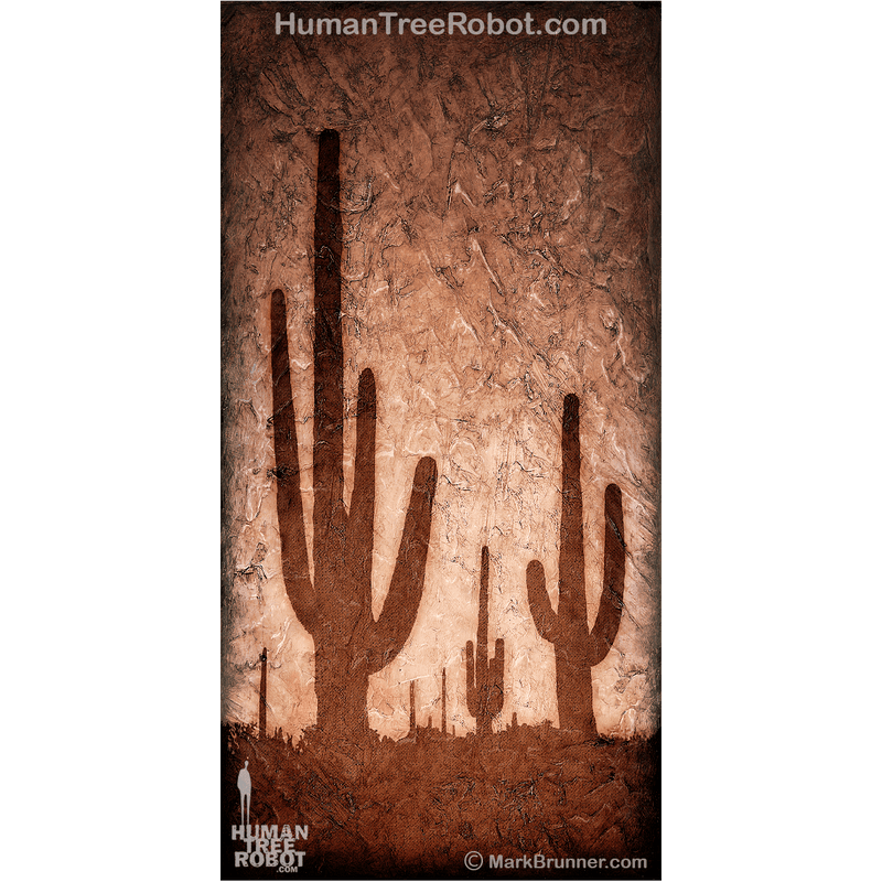 0075 Wood Panel Rectangle - Horizon - Desert Cactus 01 - Brown