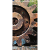 2014 Wood Panel Rectangle - Gear, Rust