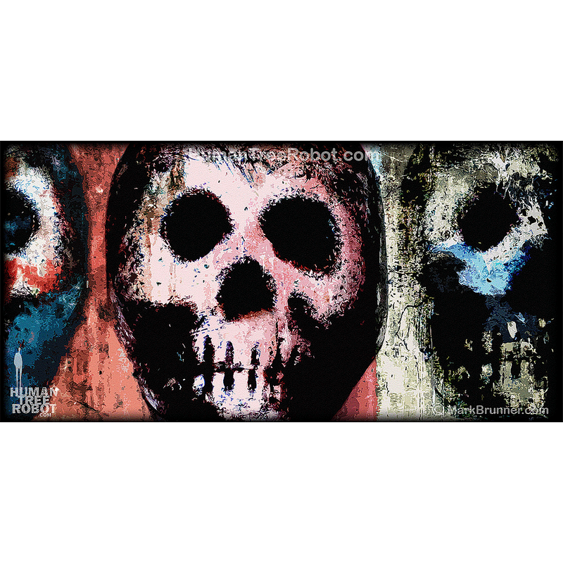8006 Wood Panel Rectangle - Skulls, Red Trio