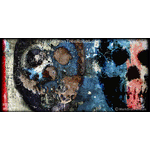 8007 Wood Panel Rectangle - Skulls, Blue Duo