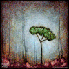 0004 Wood Panel Square - Drip Landscape - Peace Tree 1