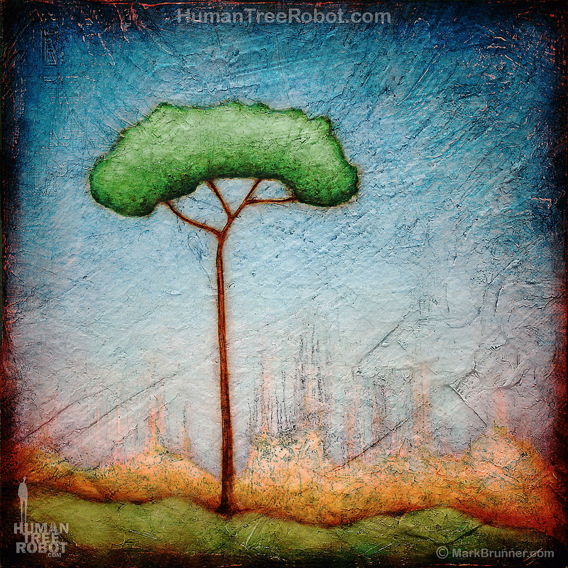 0007 Wood Panel Square - Drip Landscape - Peace Tree 4
