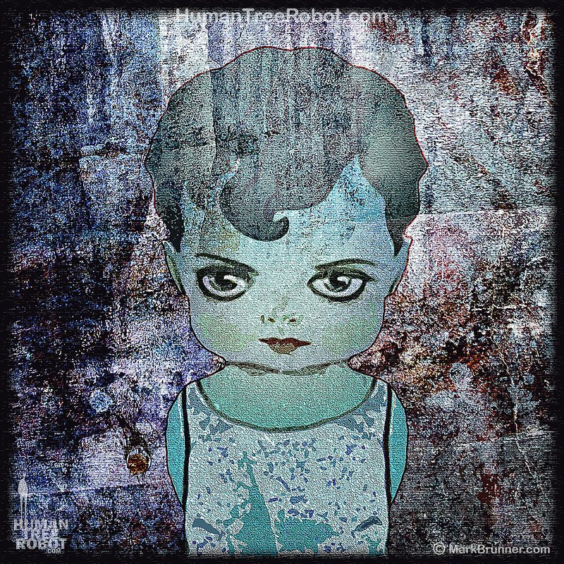 7001 Wood Panel Square - Doll Series - Girl, Blue
