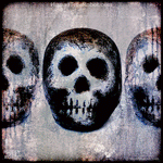 8004 Wood Panel Square - Skulls - Pale Trio