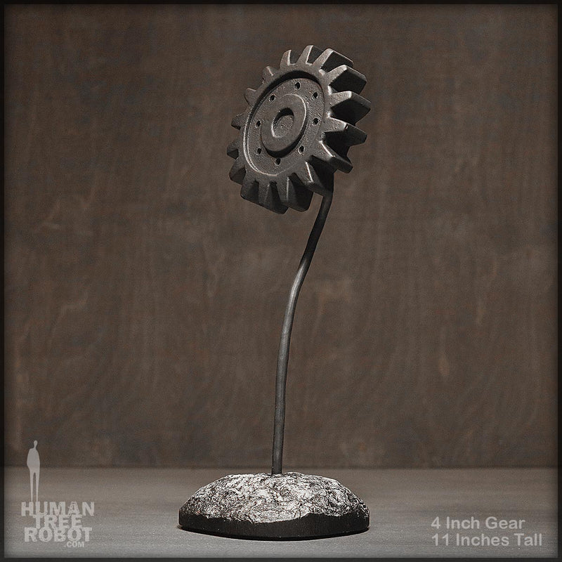 Sculpture: Gear Flower: 4 inch, Black