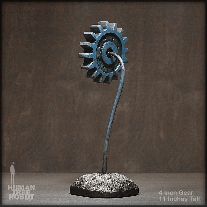 Sculpture: Gear Flower: 4 inch, Blue