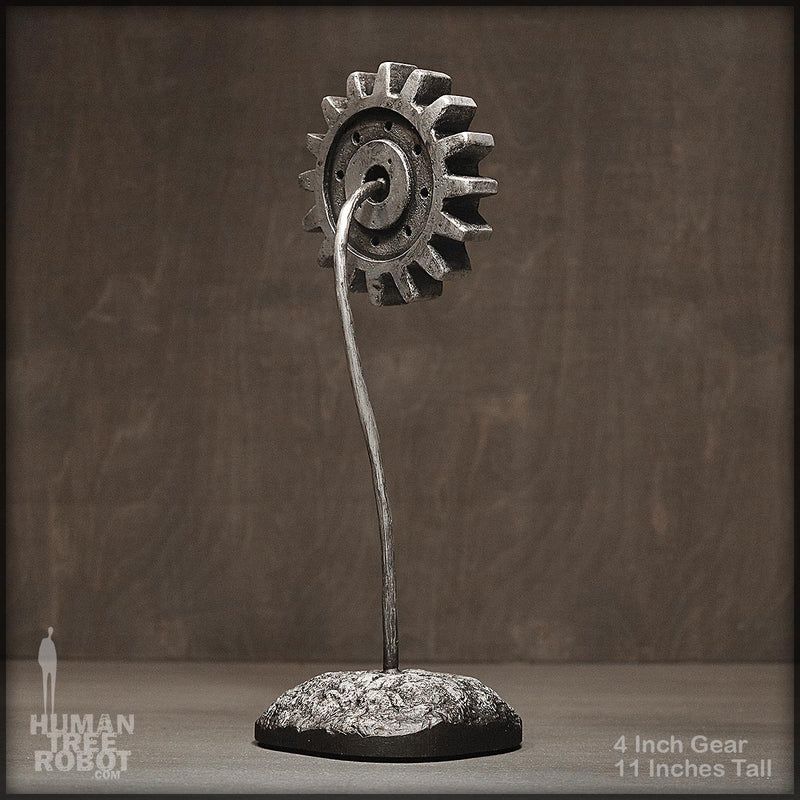 Sculpture: Gear Flower: 4 inch, Silver A