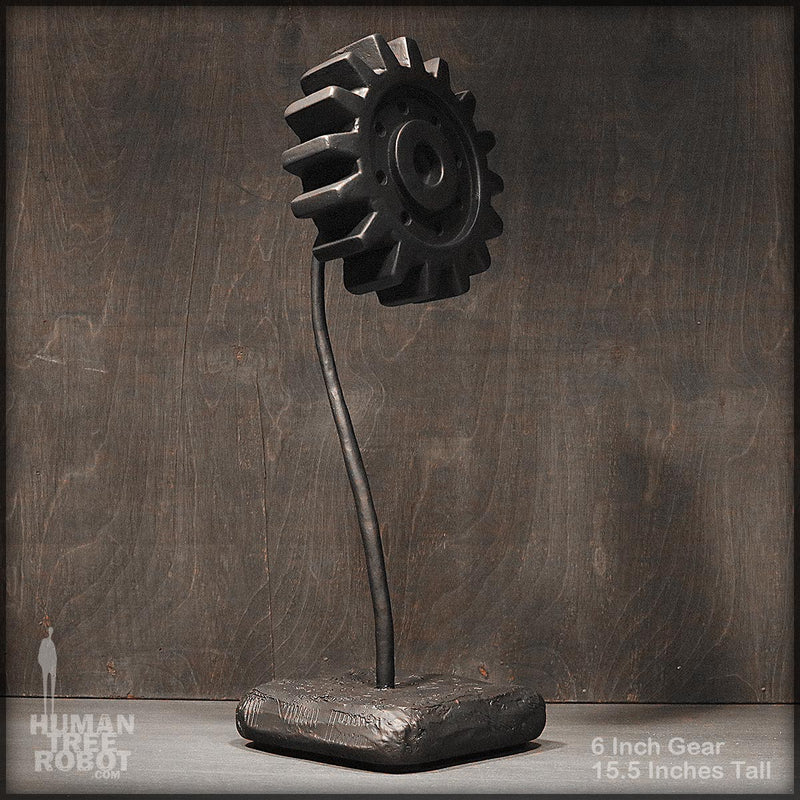 Sculpture: Gear Flower: 6 inch, Black