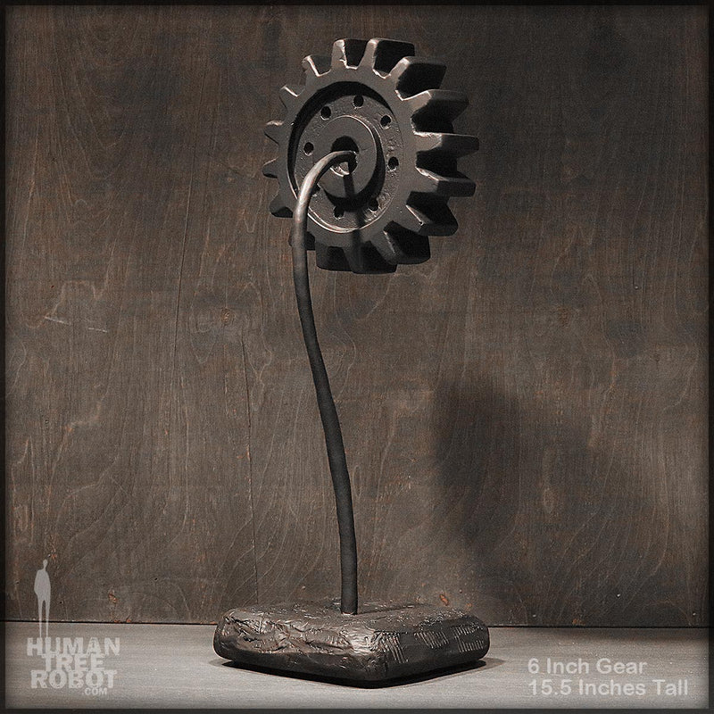 Sculpture: Gear Flower: 6 inch, Black