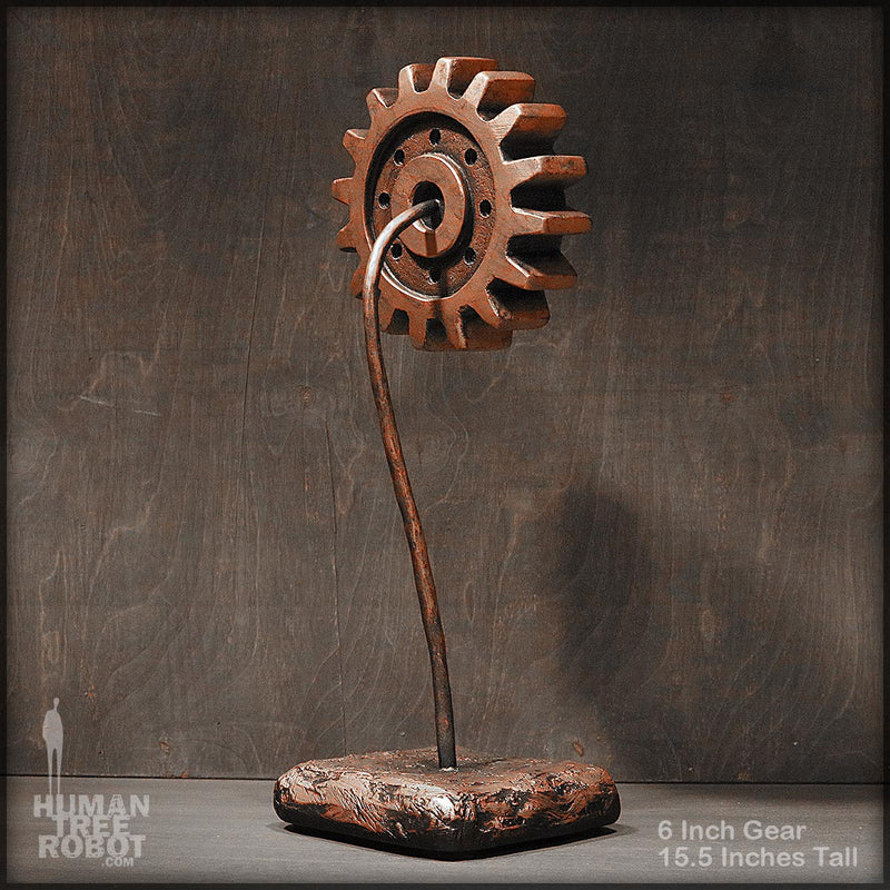 Sculpture: Gear Flower: 6 inch, Copper Wash