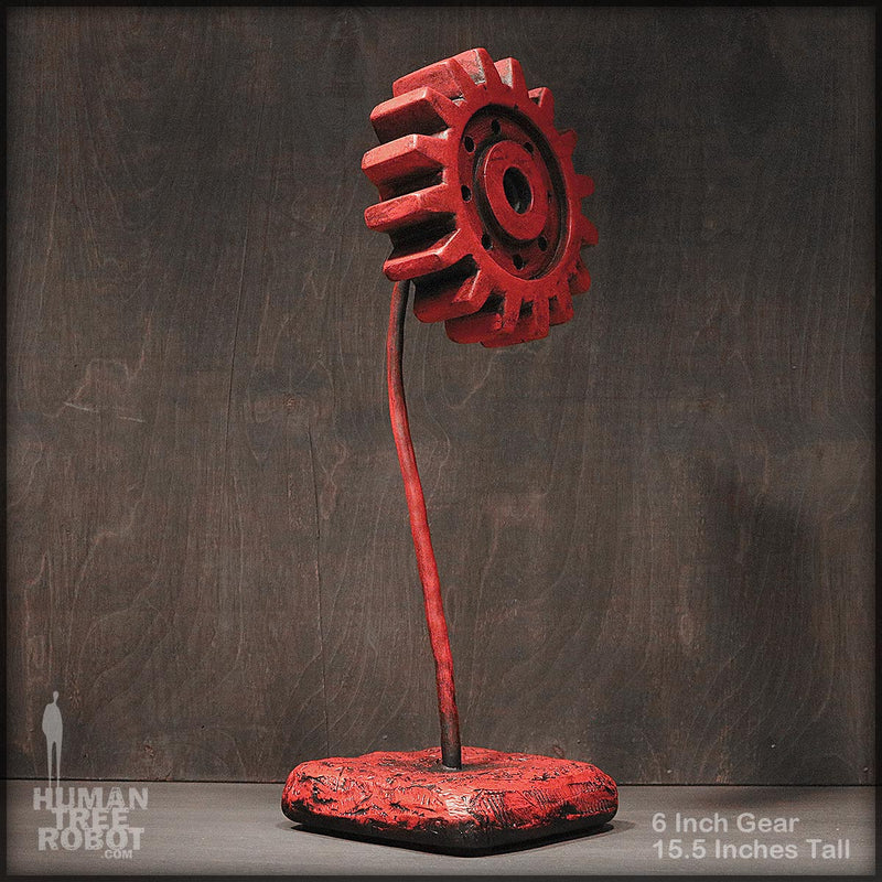 Sculpture: Gear Flower: 6 inch, Red