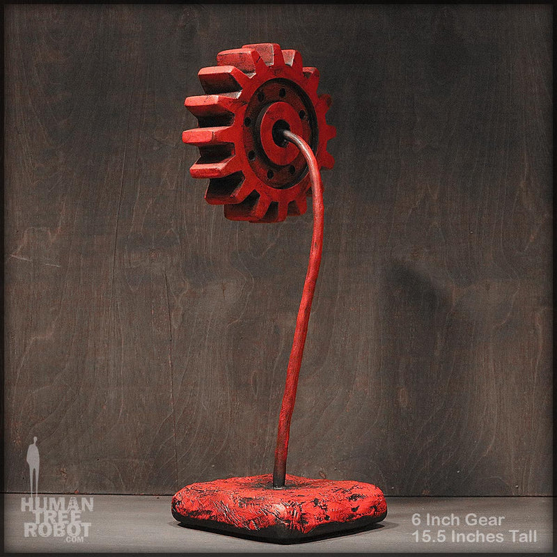 Sculpture: Gear Flower: 6 inch, Red